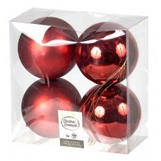 Χριστουγεννιάτικες Μπάλες Μπορντό - Σετ 4 τεμ. (10cm)